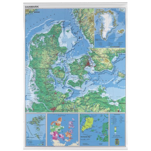 97 x 137 cm. Danmarks kort 