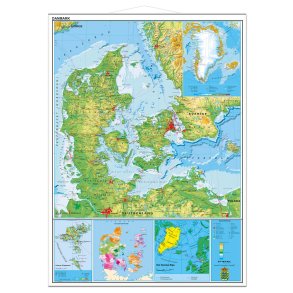 97 x 137 cm. Danmarks kort 