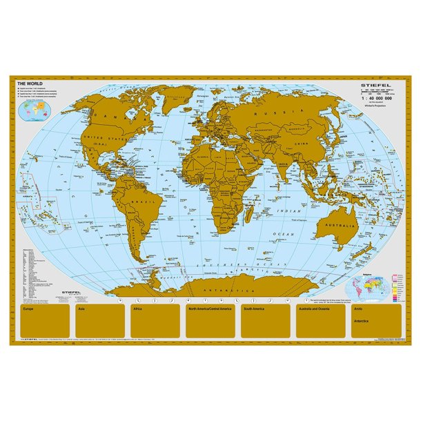 97 x 67 cm. Scratch World map 