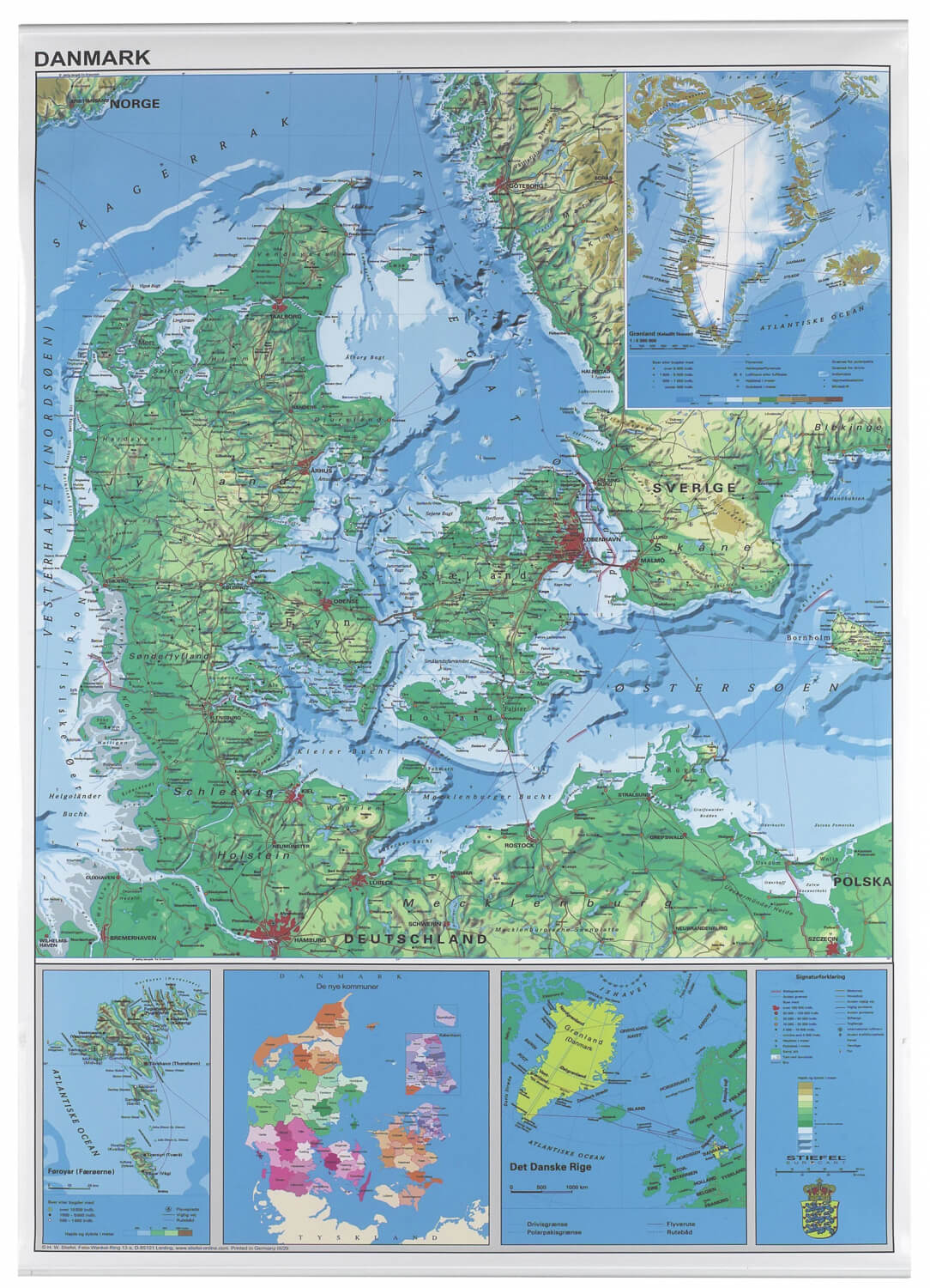 Billede af 97 x 137 cm. Danmarks kort