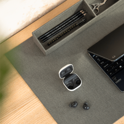 Schreibtischunterlage, Leinwand, Grau