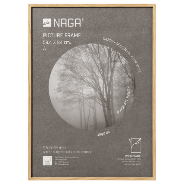 Ramme plakater 59,4 x 84,1 cm, egetræ - Vægpynt - NAGA A/S