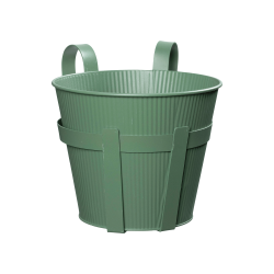 Balcony pot in matte dusty green metal