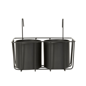 Balcony flower box with 2 plant pots