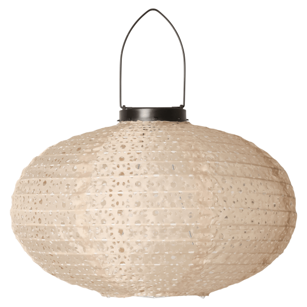 Solcelle lanterne, oval, lys beige