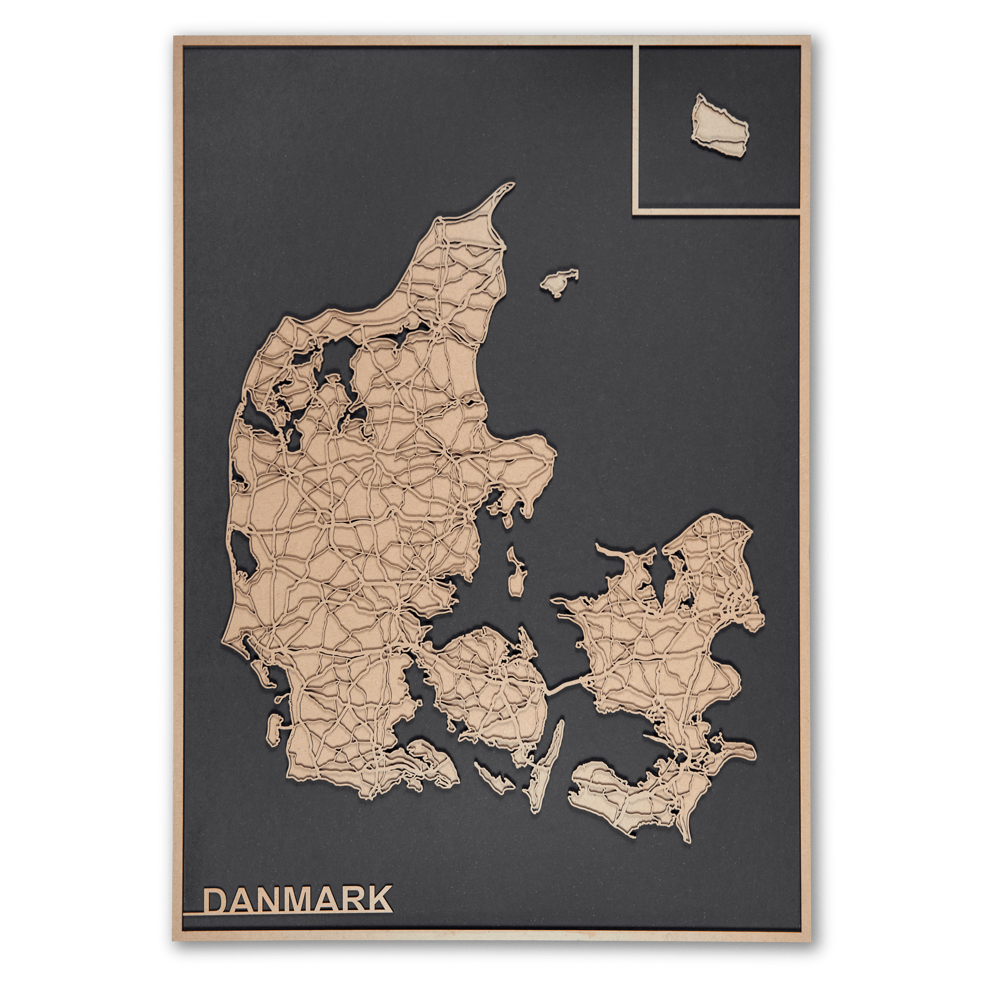 Billede af 42 x 60 cm. Sort Danmarks kort