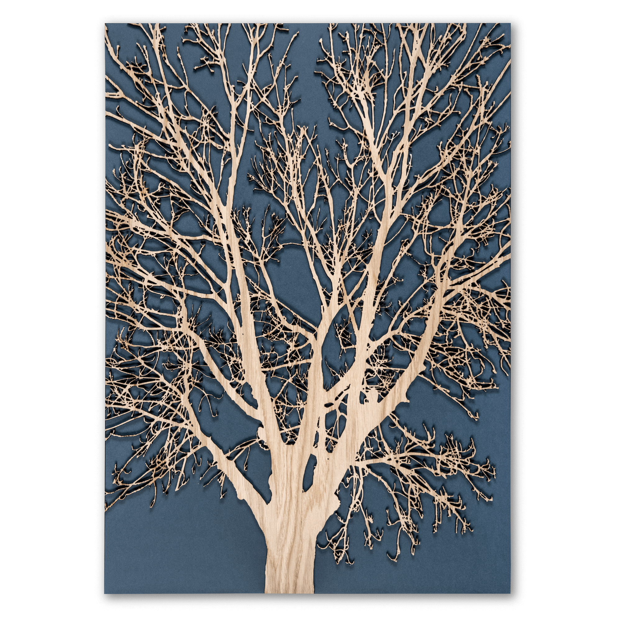 42 x 60 cm. Blå Natur træ i egefiner