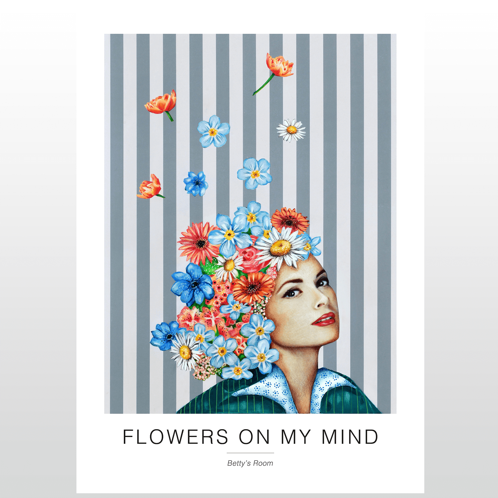 Se Kunstplakat "Flowers on my mind" 50 x 70 cm. hos Naga.dk
