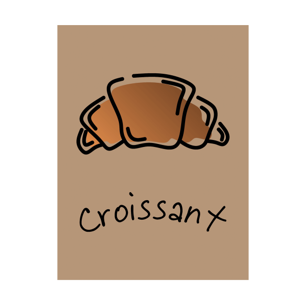 Plakat "Croissant" Brunlig. 30 x 40 cm.