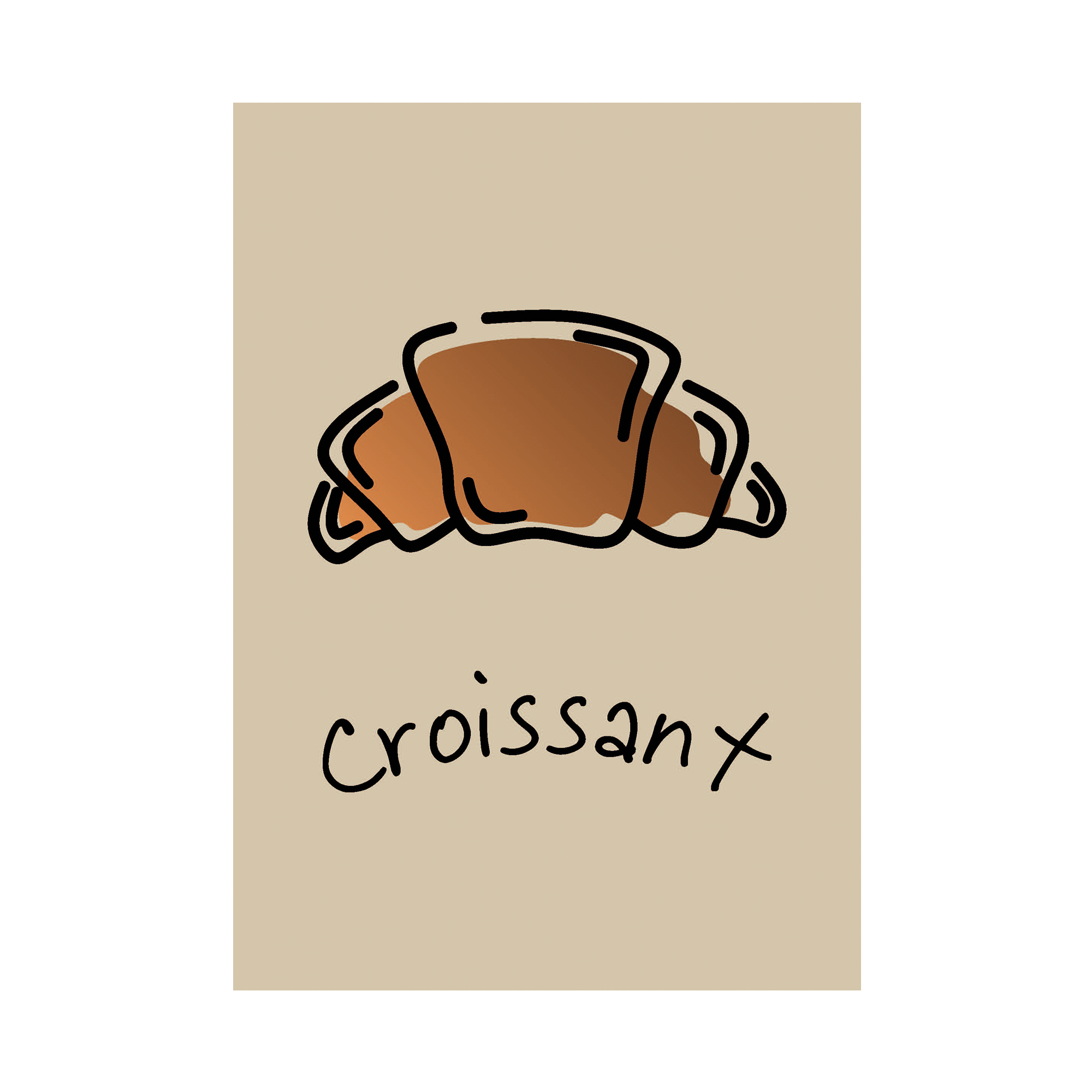 Billede af Plakat "Croissant" Beige. A4
