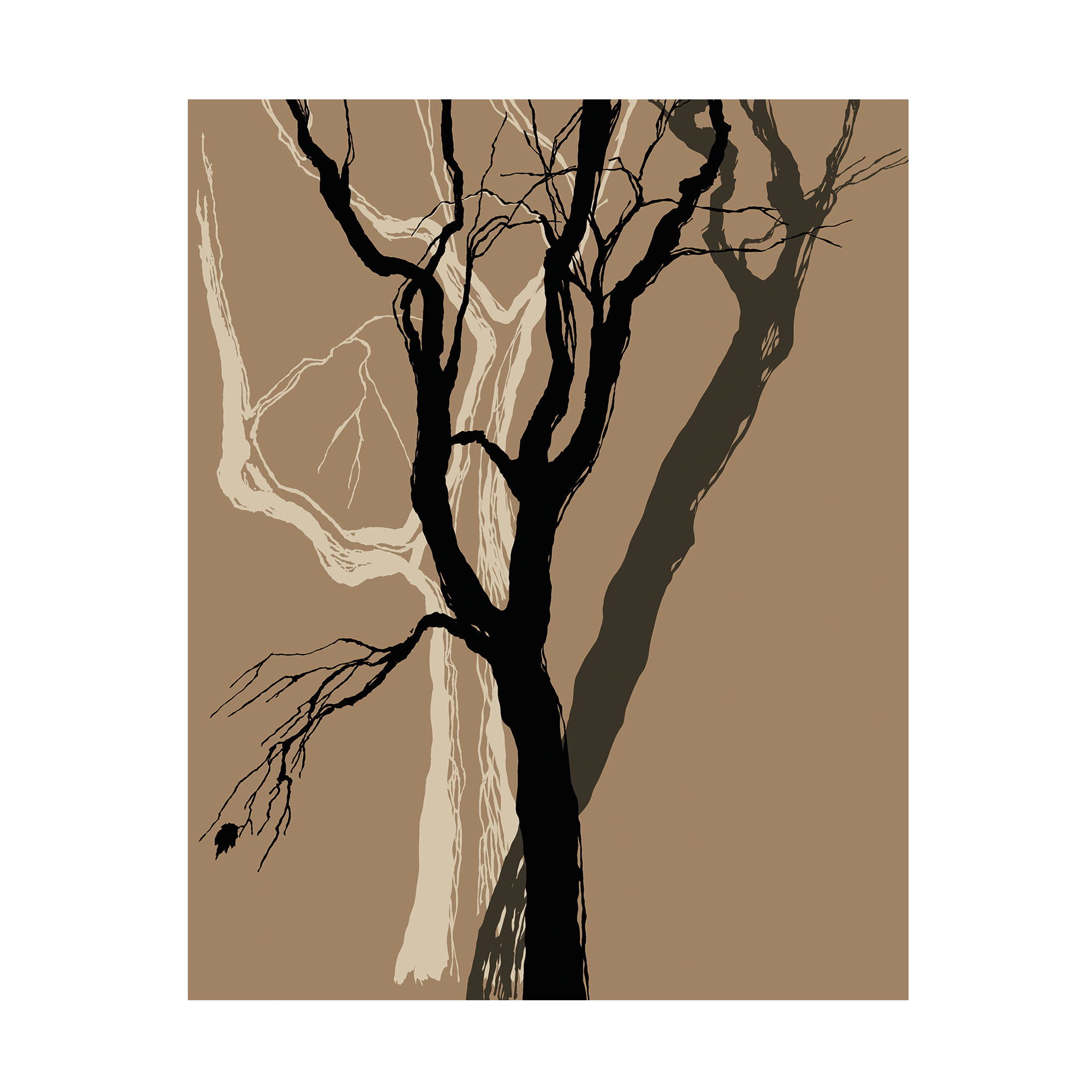 Billede af Plakat "Silhuet træ" Brun. 40 x 50 cm.