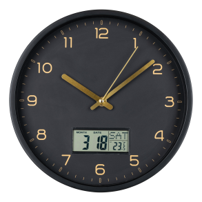 Wall clock, Black, Display,  25 cm.
