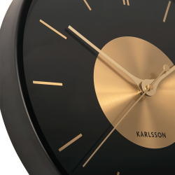 Wanduhr, Schwarzes Messing,  35 cm.