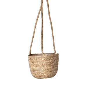 Hanging plant pot, small, natural wicker
