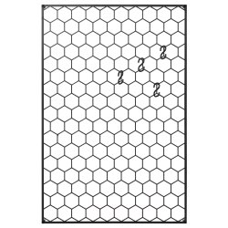 40 x 60 cm. Hexagonal Grid / Bulletin Board, schwarzes Metall
