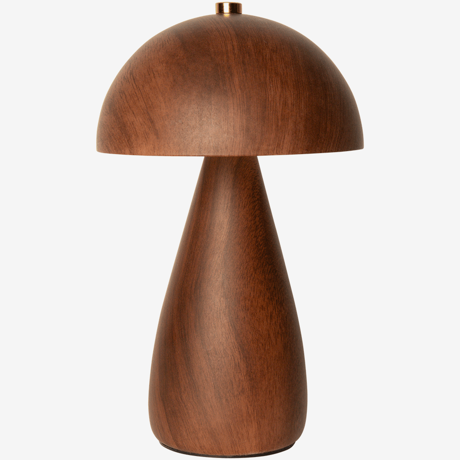 Mushroom LED lampe, Teak look