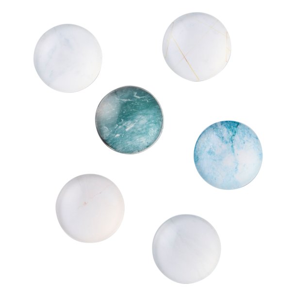 Whiteboard magneter i glas, Marmordesign, 6 stk