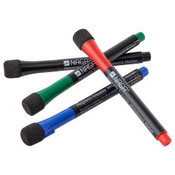 Whiteboard marker s�t, 4 farver, Sort/Bl�/R�d/Gr�n