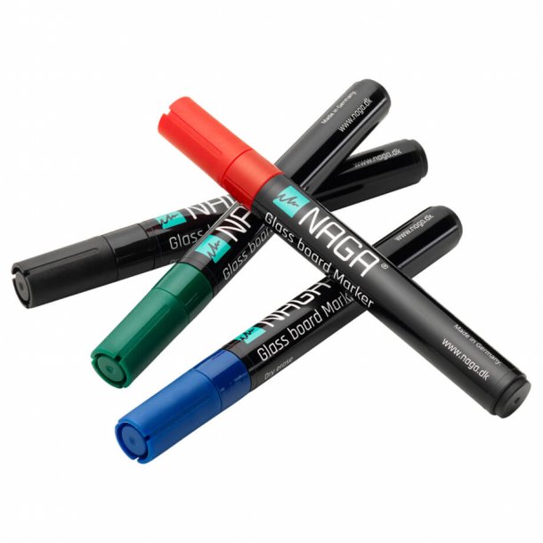 Glass board markers 4.5 mm. 4 pcs. Black/Red/Green/Blue