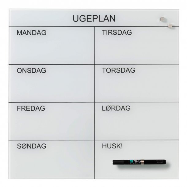 bloemblad reguleren herberg 45 x 45 cm. White. Glass week planner Danish - Weekplanner boards - NAGA A/S