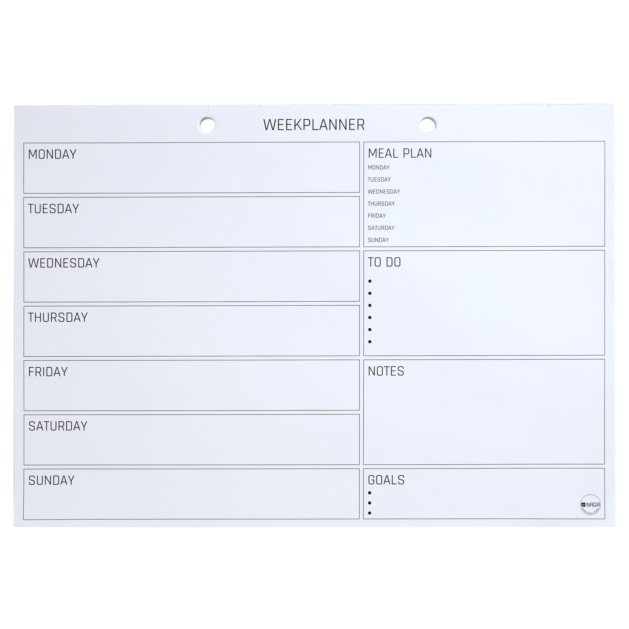 Billede af A4 Planlægnings blok, Ugeplan med noter, Engelsk