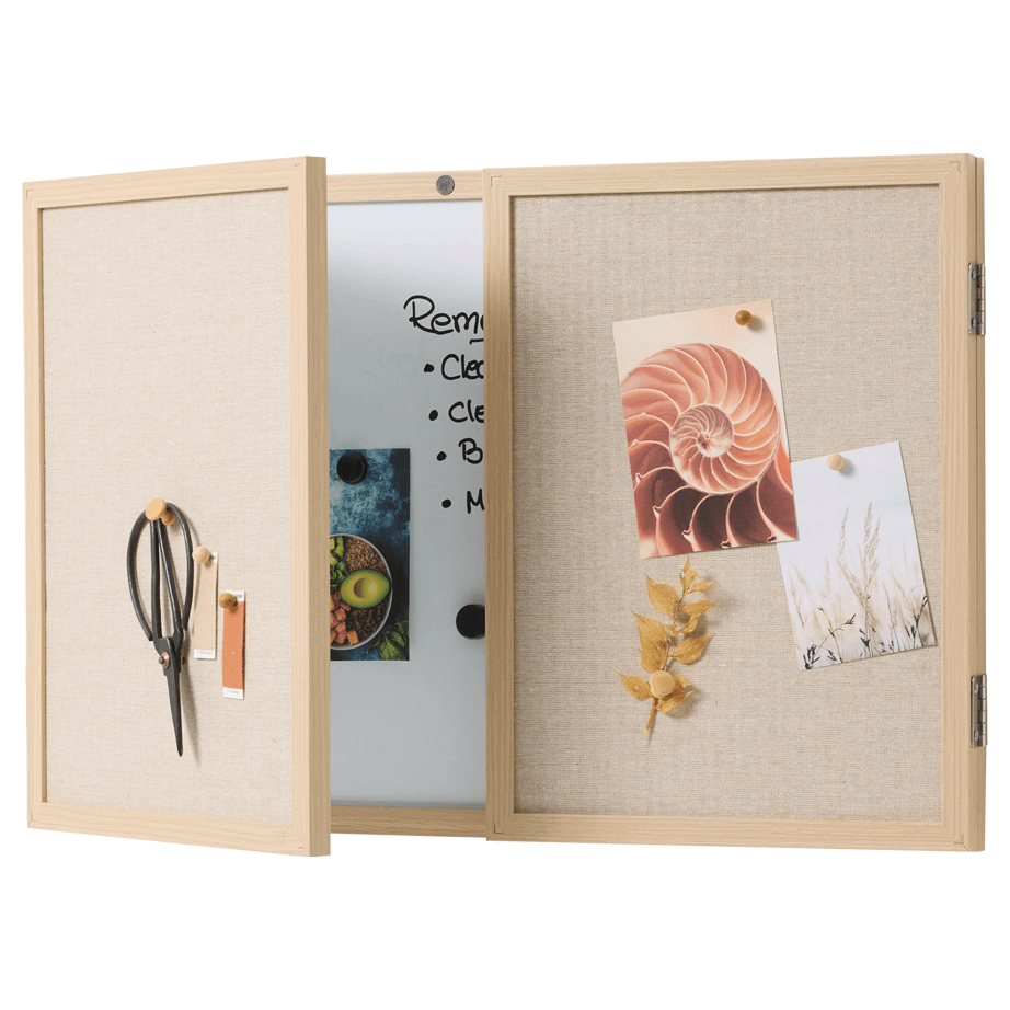 60 x 40 cm. Whiteboard med låger og træramme billede