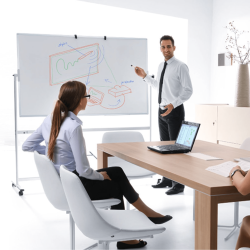 Dobbeltsidet mobil whiteboard tavle 180 x 120 cm.