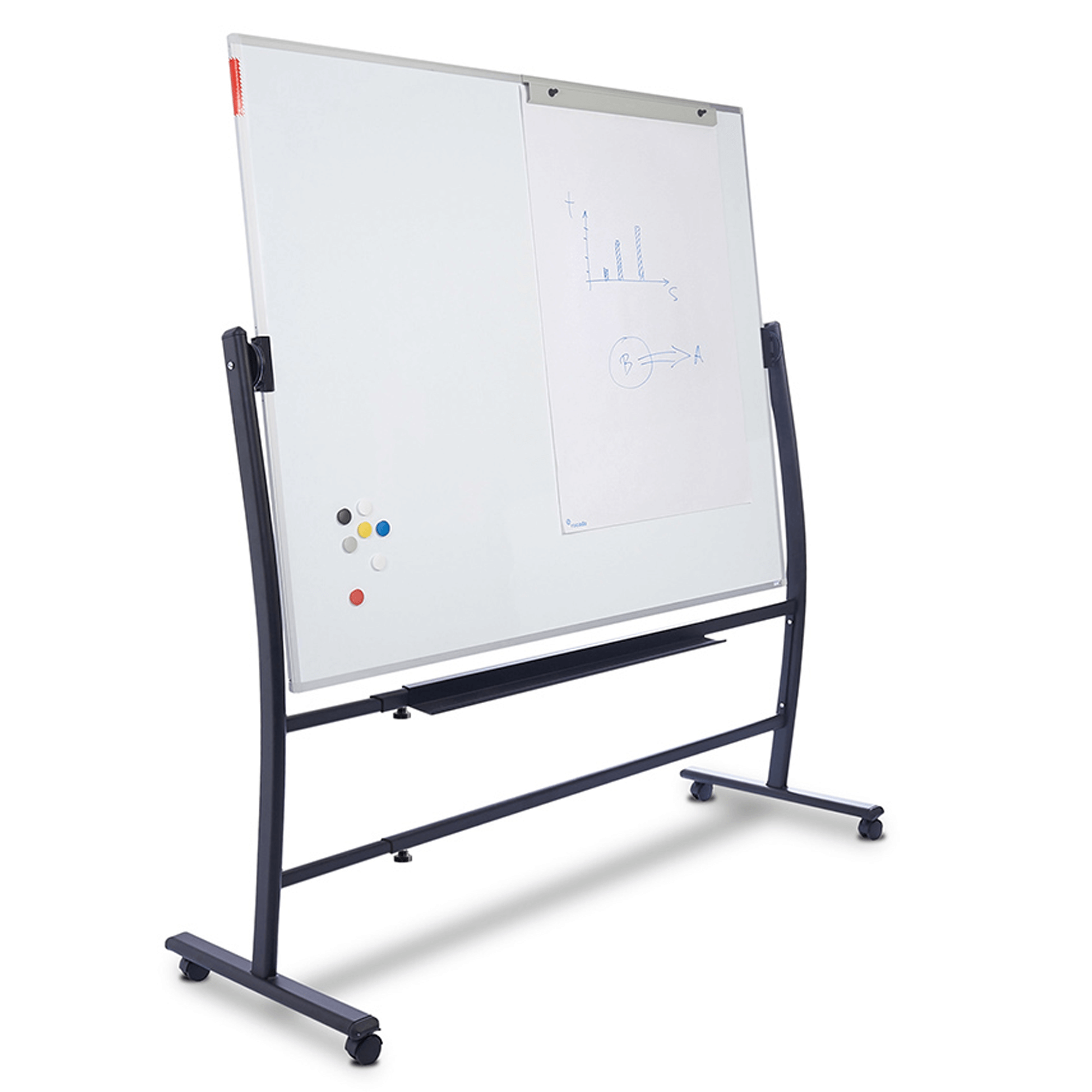 Se Rocada 360º dobbeltsidet mobil whiteboard hos Naga.dk