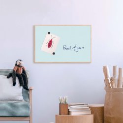 Whiteboard med tr�ram, Ljusbl�, 88,5 x 58,5 cm