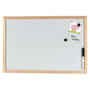 60 x 40 cm. White board. Wood frame