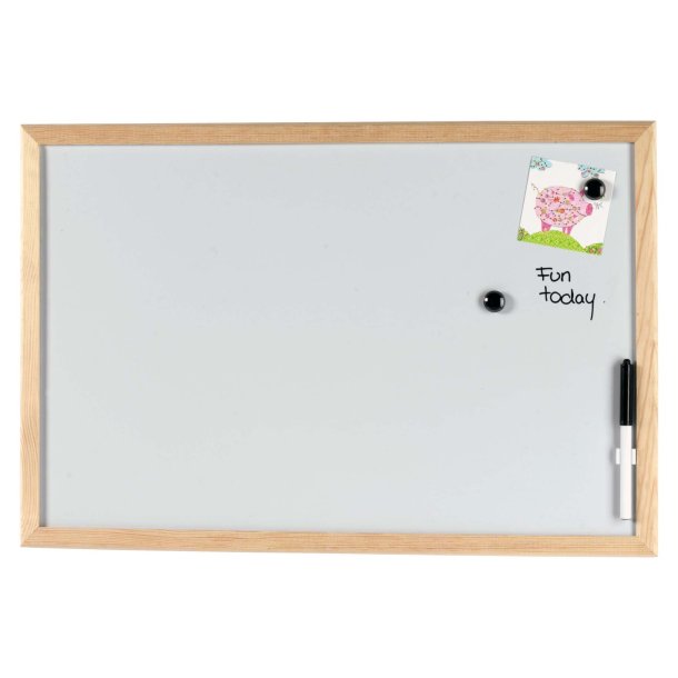 60 x 40 cm. White board. Wood frame