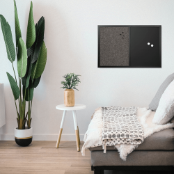 60 x 40 cm. Kombiboard, Pinnboard mit schwarzer Jute / magnetisch Kreidetafel