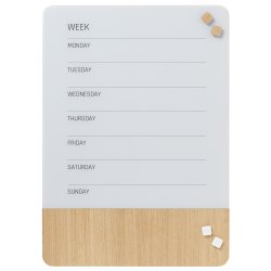 50 x 70 cm. Glas/Egefiner Magnetisk uge tavle Engelsk