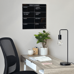 45 x 45 cm. Black. Glass week planner English