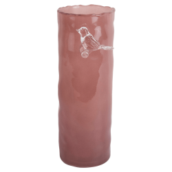 Glasvase mit Vogel, gro, rosa