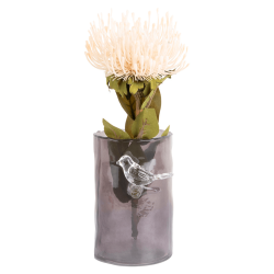 Glasvase mit Vogel, klein, grau