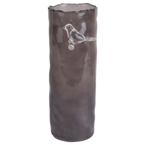 Glasvase mit Vogel, gro, grau