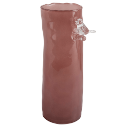 Glasvase mit Vogel, gro, rosa