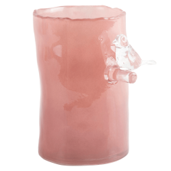 Glasvase mit Vogel, klein, rosa