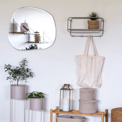 Hutablage / Ablage, Greige-Metall, 4 Haken