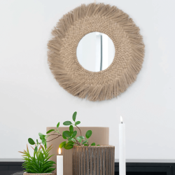 Spiegel mit Seegrasrahmen, 70 cm.