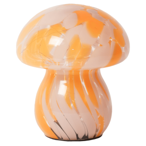 Mushroom lamp in glass, pink/orange