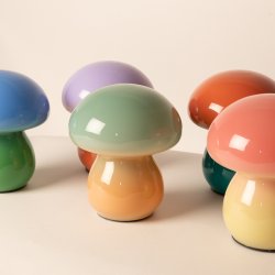 Pilzlampe aus Glas, mintgrn/hellorange