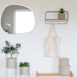 Hutablage / Ablage, Greige-Metall, 4 Haken