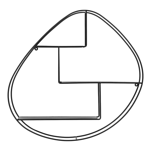 Vägghylla, organisk form, svart stål