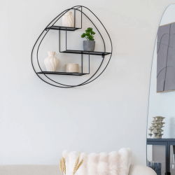 Wandregal, organische Form, schwarzer Stahl