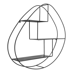 Wandregal, organische Form, schwarzer Stahl
