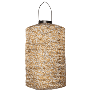 Solar lantern, cylinder, beige with autumn leaves