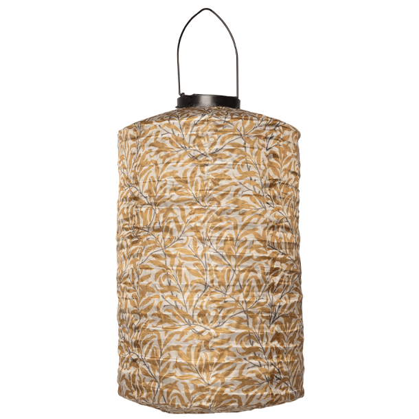 Solcelle lanterne, cylinder, beige med efterårsblade