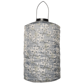 Solar lantern, cylinder, blue with spring branches